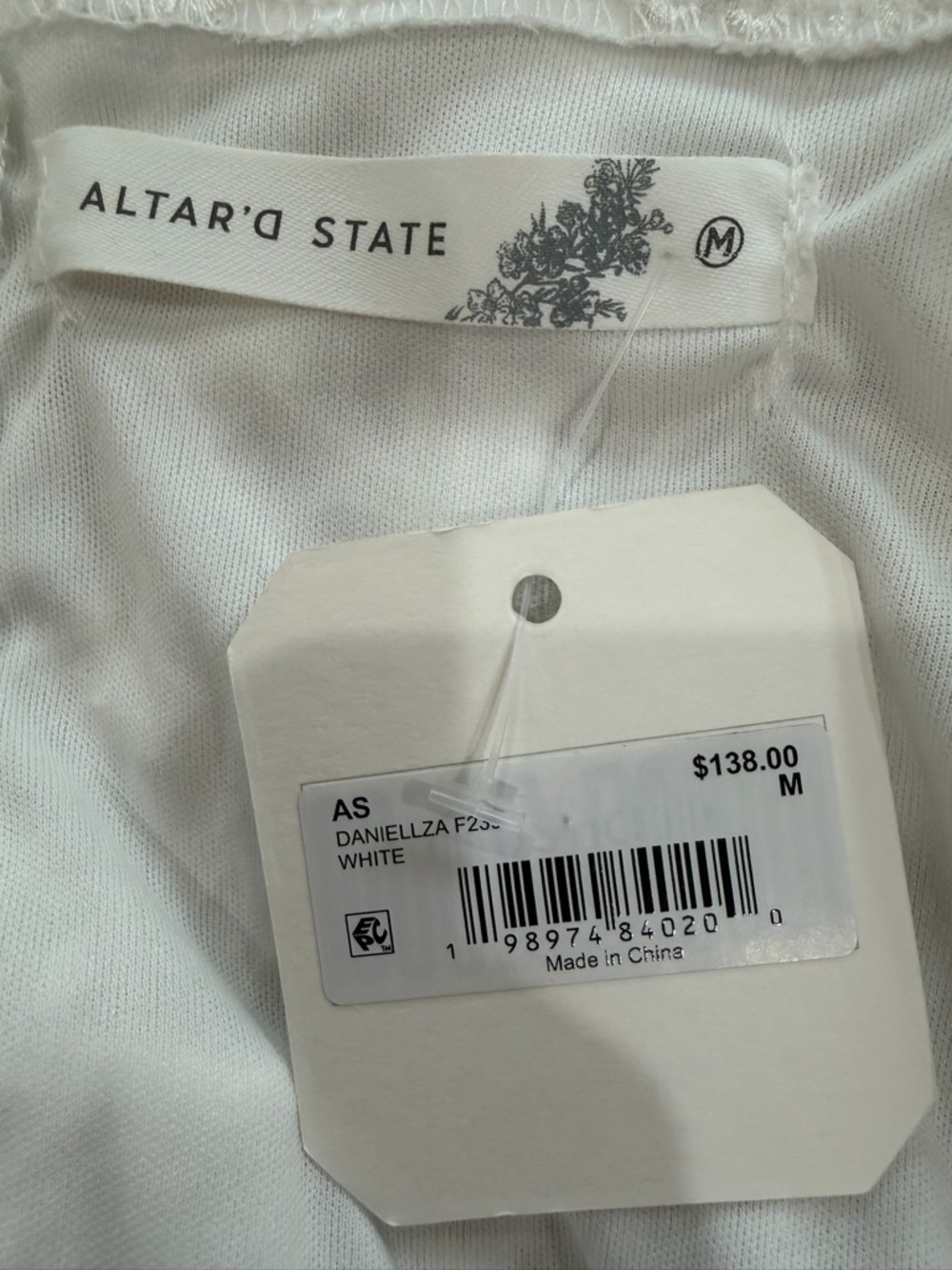 NWT Altar'd State White Eyelet Maxi Dress with Twist Front and Puff Sleeves - Picture 2 of 9